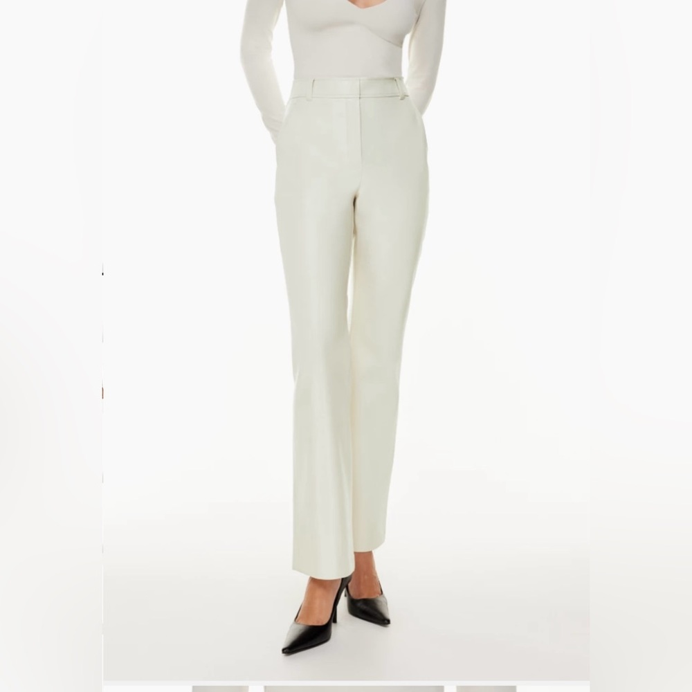 Aritzia Babaton Publish Pant Vegan Leather bootcut pants size 6 matte pearl